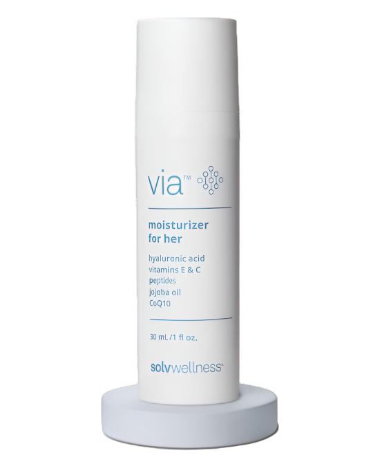 Close-up of Via product tube for treating vaginal dryness