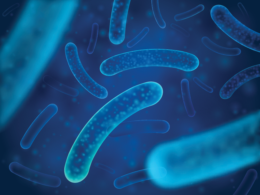 Illustration of probiotic molecules in Mage representing the 'good bacteria' that help balance the body's microbiomes