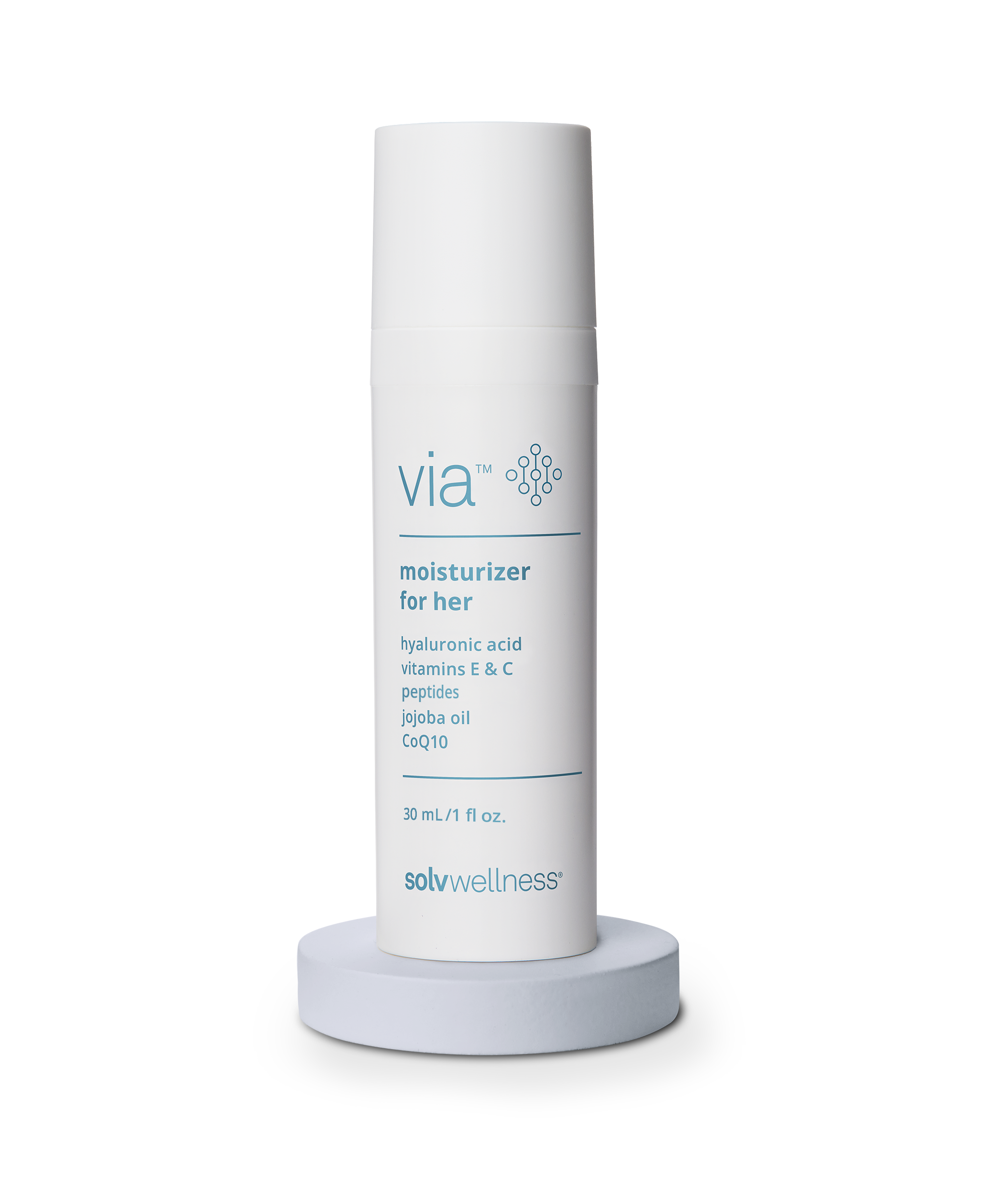 Bottle of Via moisturizer from Solv Wellness supporting pelvic health